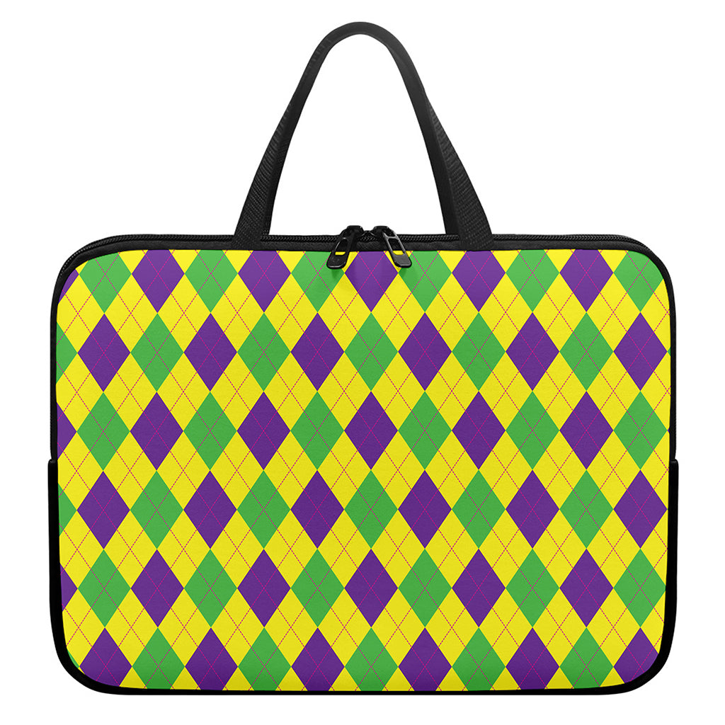 Mardi Gras Fat Tuesday Argyle Print Laptop Sleeve With Handle
