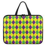 Mardi Gras Fat Tuesday Argyle Print Laptop Sleeve With Handle