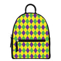 Mardi Gras Fat Tuesday Argyle Print Leather Backpack