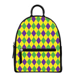 Mardi Gras Fat Tuesday Argyle Print Leather Backpack