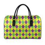 Mardi Gras Fat Tuesday Argyle Print Leather Duffle Bag