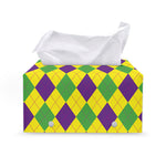 Mardi Gras Fat Tuesday Argyle Print Leather Tissue Box Cover