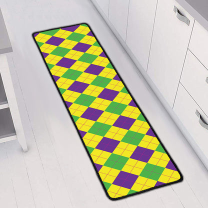 Mardi Gras Fat Tuesday Argyle Print Long Kitchen Mat
