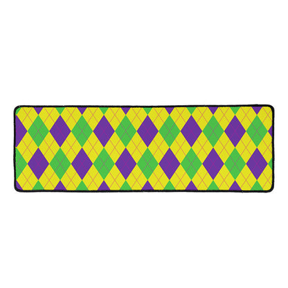 Mardi Gras Fat Tuesday Argyle Print Long Kitchen Mat