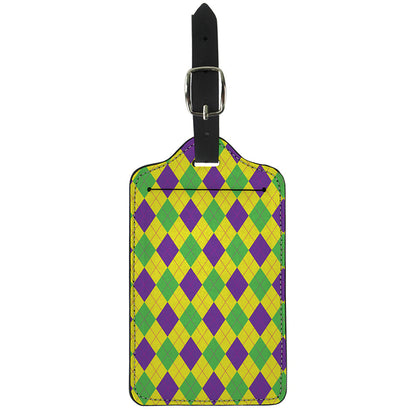 Mardi Gras Fat Tuesday Argyle Print Luggage Tag