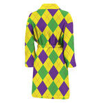 Mardi Gras Fat Tuesday Argyle Print Men's Bathrobe