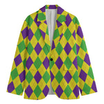 Mardi Gras Fat Tuesday Argyle Print Men's Blazer