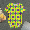 Mardi Gras Fat Tuesday Argyle Print Men's Bodysuit