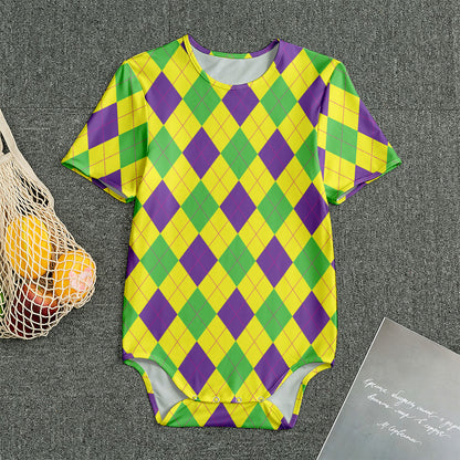 Mardi Gras Fat Tuesday Argyle Print Men's Bodysuit