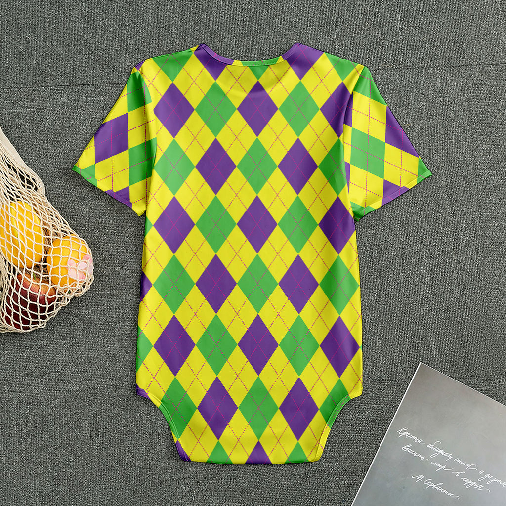 Mardi Gras Fat Tuesday Argyle Print Men's Bodysuit