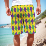 Mardi Gras Fat Tuesday Argyle Print Men's Cargo Shorts