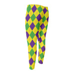 Mardi Gras Fat Tuesday Argyle Print Men's Compression Pants