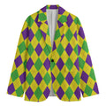 Mardi Gras Fat Tuesday Argyle Print Men's Cotton Blazer