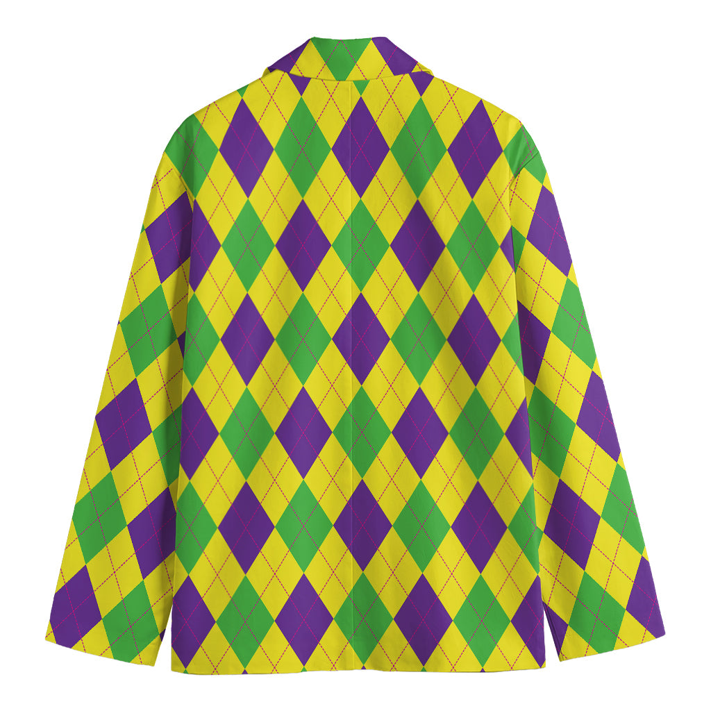 Mardi Gras Fat Tuesday Argyle Print Men's Cotton Blazer