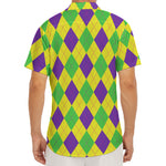 Mardi Gras Fat Tuesday Argyle Print Men's Deep V-Neck Shirt
