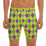 Mardi Gras Fat Tuesday Argyle Print Men's Long Boxer Briefs