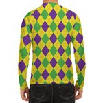 Mardi Gras Fat Tuesday Argyle Print Men's Long Sleeve Rash Guard