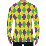 Mardi Gras Fat Tuesday Argyle Print Men's Long Sleeve T-Shirt