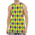 Mardi Gras Fat Tuesday Argyle Print Men's Muscle Tank Top