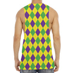 Mardi Gras Fat Tuesday Argyle Print Men's Muscle Tank Top