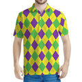 Mardi Gras Fat Tuesday Argyle Print Men's Polo Shirt