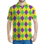 Mardi Gras Fat Tuesday Argyle Print Men's Polo Shirt