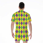 Mardi Gras Fat Tuesday Argyle Print Men's Rompers