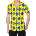 Mardi Gras Fat Tuesday Argyle Print Men's Shirt