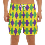 Mardi Gras Fat Tuesday Argyle Print Men's Split Running Shorts