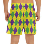 Mardi Gras Fat Tuesday Argyle Print Men's Split Running Shorts