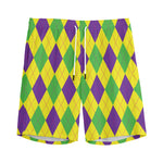Mardi Gras Fat Tuesday Argyle Print Men's Sports Shorts