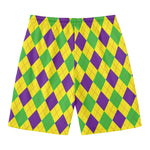 Mardi Gras Fat Tuesday Argyle Print Men's Swim Trunks