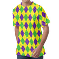 Mardi Gras Fat Tuesday Argyle Print Men's Velvet T-Shirt