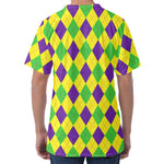 Mardi Gras Fat Tuesday Argyle Print Men's Velvet T-Shirt