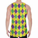 Mardi Gras Fat Tuesday Argyle Print Men's Velvet Tank Top