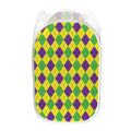 Mardi Gras Fat Tuesday Argyle Print Mesh Laundry Hamper