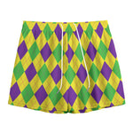 Mardi Gras Fat Tuesday Argyle Print Mesh Shorts