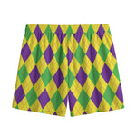 Mardi Gras Fat Tuesday Argyle Print Mesh Shorts