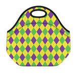 Mardi Gras Fat Tuesday Argyle Print Neoprene Lunch Bag