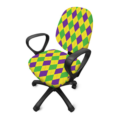Mardi Gras Fat Tuesday Argyle Print Office Chair Cover