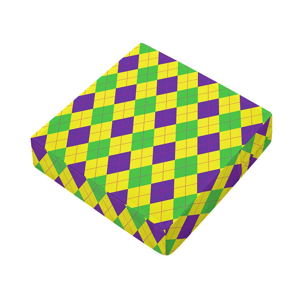 Mardi Gras Fat Tuesday Argyle Print Outdoor Seat Cushion Cover