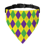 Mardi Gras Fat Tuesday Argyle Print Over The Collar Dog Bandana