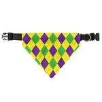 Mardi Gras Fat Tuesday Argyle Print Over The Collar Dog Bandana