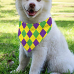 Mardi Gras Fat Tuesday Argyle Print Over The Collar Dog Bandana
