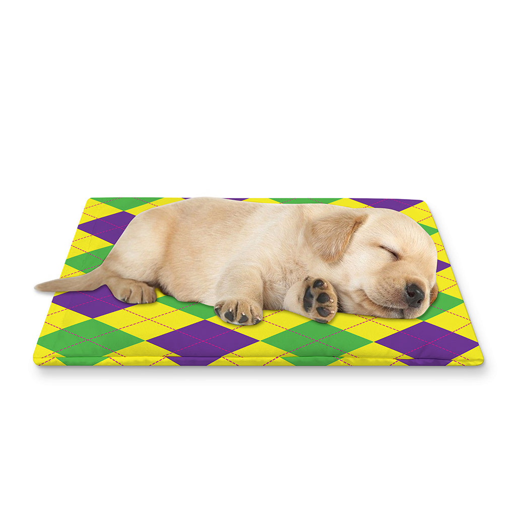Mardi Gras Fat Tuesday Argyle Print Pet Cooling Mat Cover