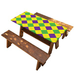 Mardi Gras Fat Tuesday Argyle Print Picnic Table Cover