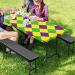 Mardi Gras Fat Tuesday Argyle Print Picnic Table Cover