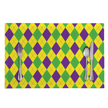 Mardi Gras Fat Tuesday Argyle Print Placemat