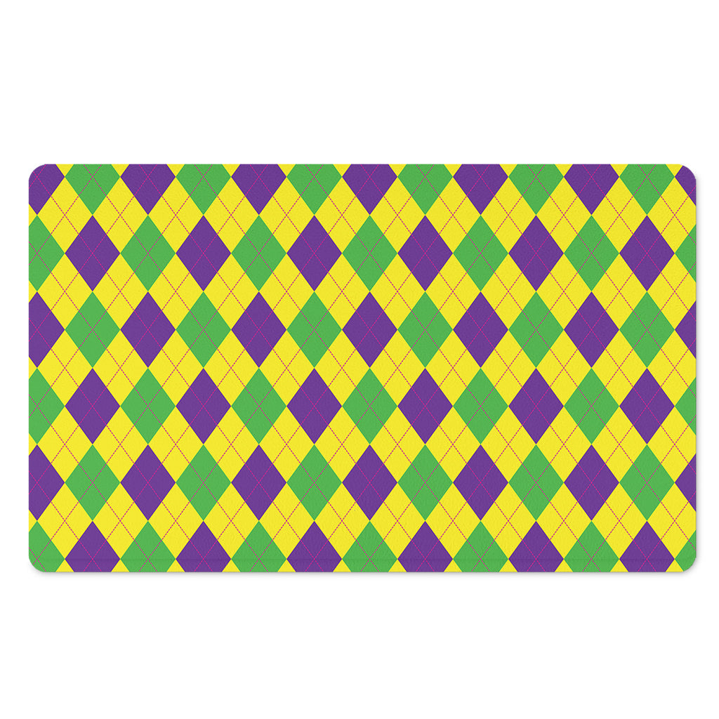 Mardi Gras Fat Tuesday Argyle Print Polyester Doormat