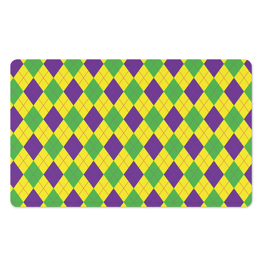 Mardi Gras Fat Tuesday Argyle Print Polyester Doormat